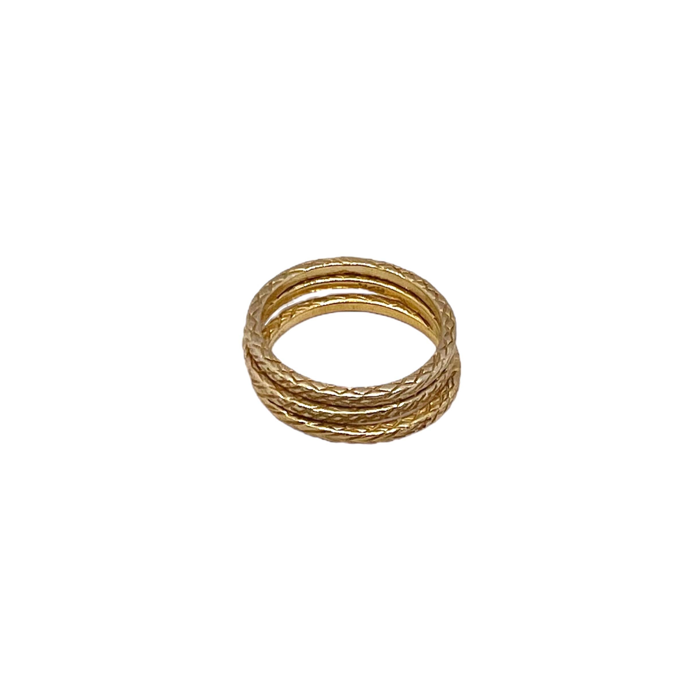 For Sale:  Stacking Textured Band Ring in 14k Yellow Gold 5