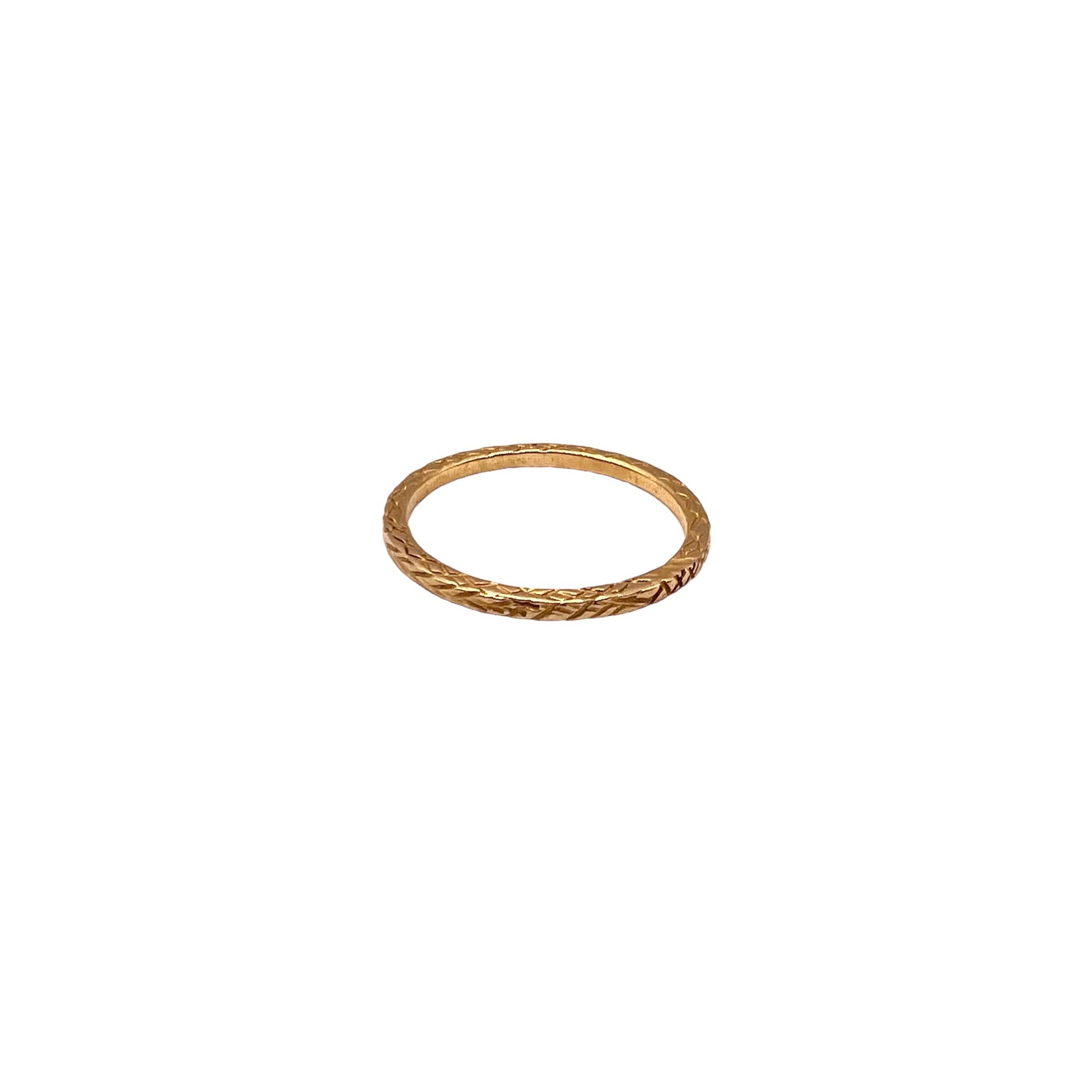 For Sale:  Stacking Textured Band Ring in 14k Yellow Gold 7