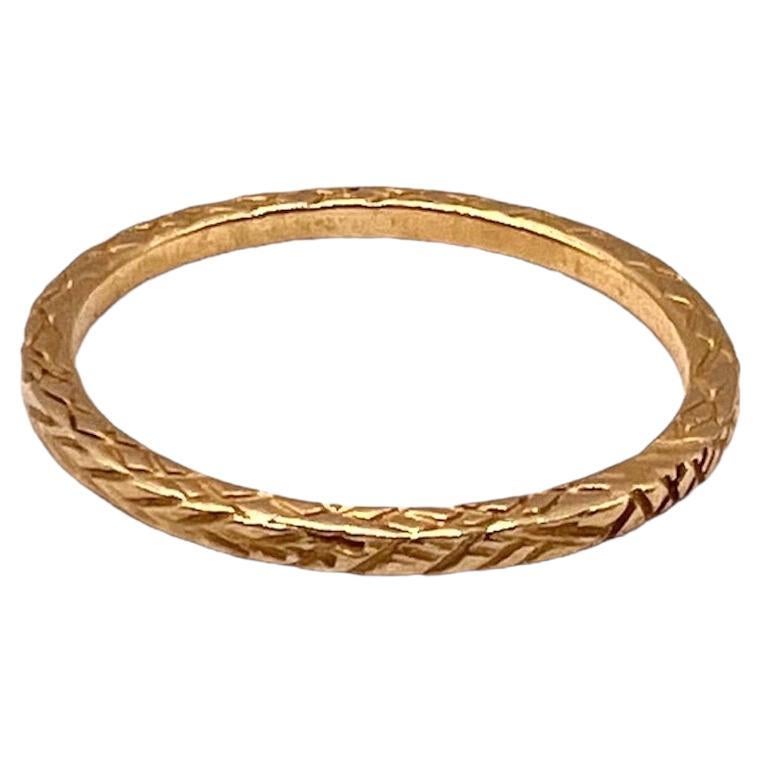 For Sale:  Stacking Textured Band Ring in 14k Yellow Gold