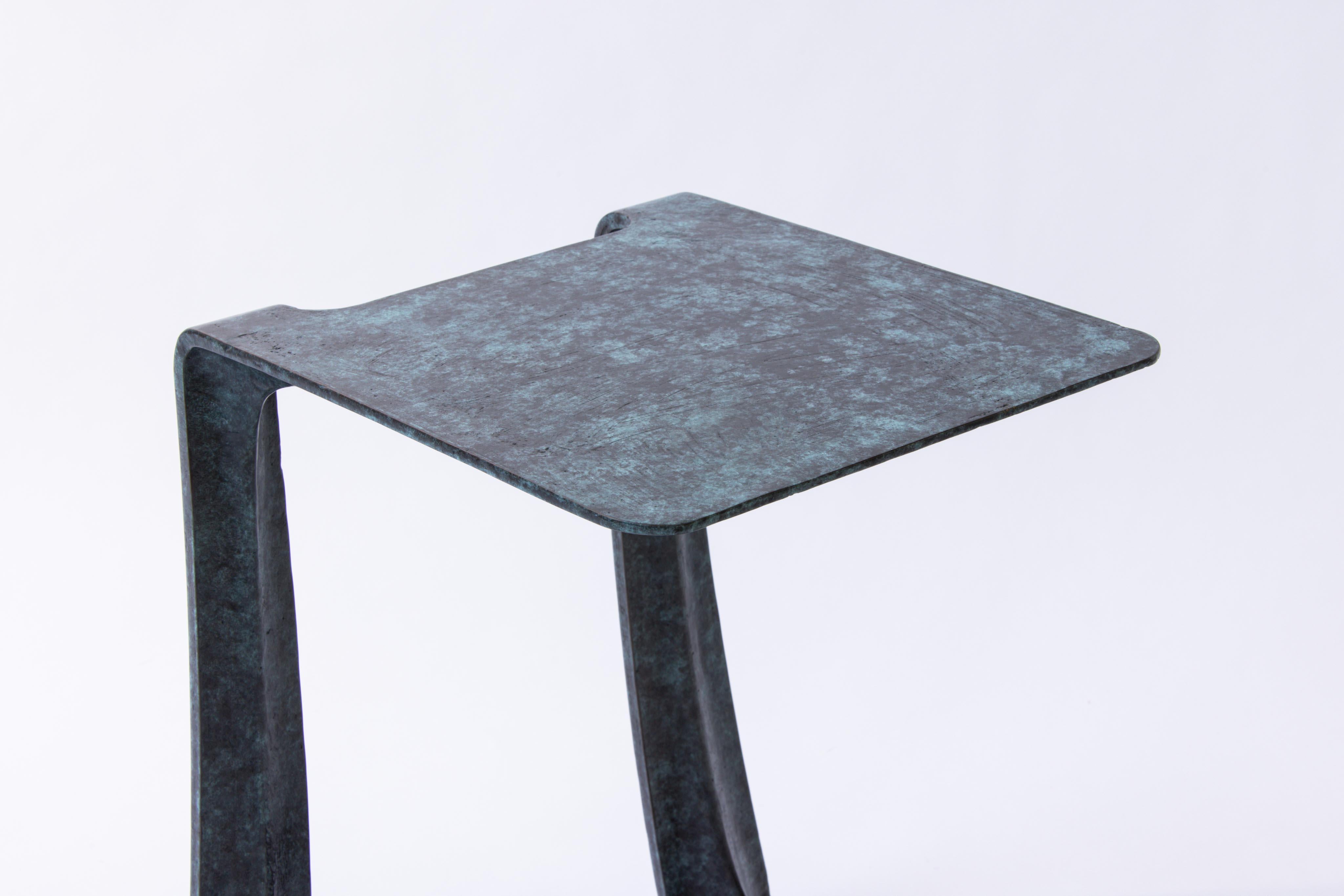 Stacklab, Garrison, Sculptural Side Table in Blue Patinated Bronze, Canada, 2017 For Sale 5