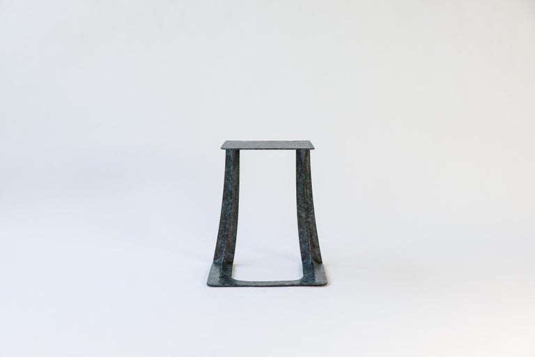 Stacklab, Garrison, Sculptural Side Table in Blue Patinated Bronze