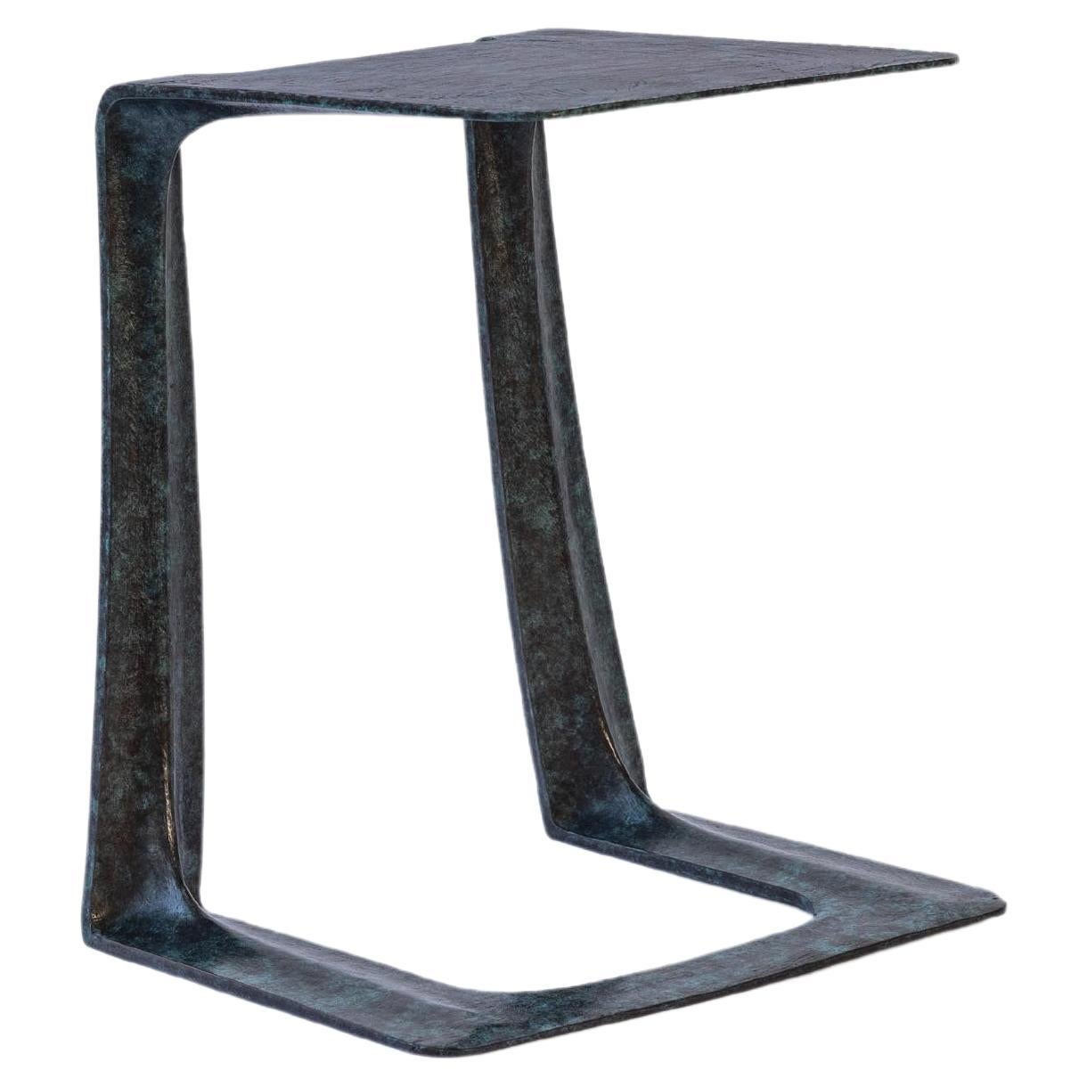 Stacklab, Garrison, Sculptural Side Table in Blue Patinated Bronze, Canada, 2017 For Sale