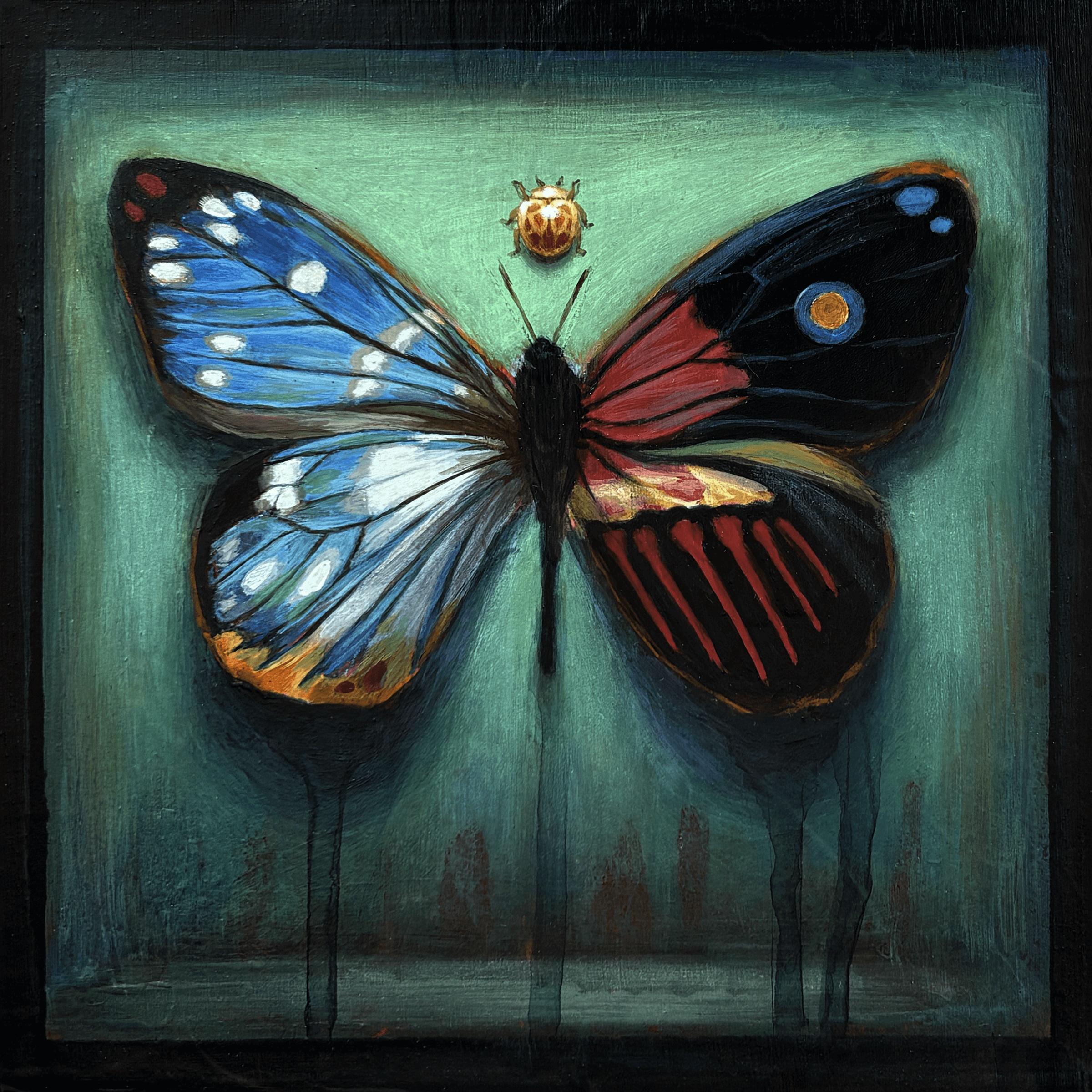 "Hybrid Butterfly 44" (2025), Abstracted Butterfly Portrait, Acrylic Painting