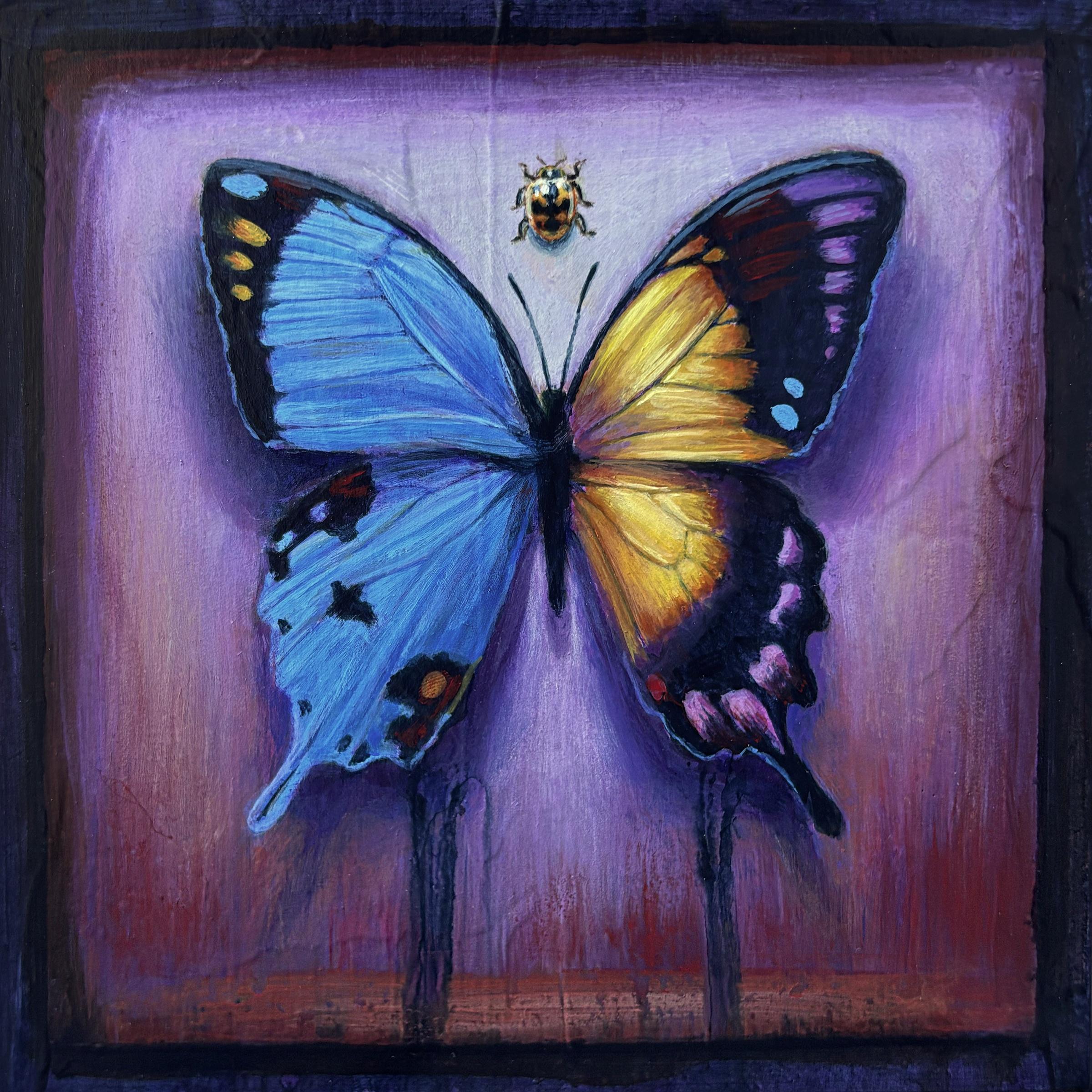 "Hybrid Butterfly 55" (2025), Portrait abstrait de papillon, peinture acrylique