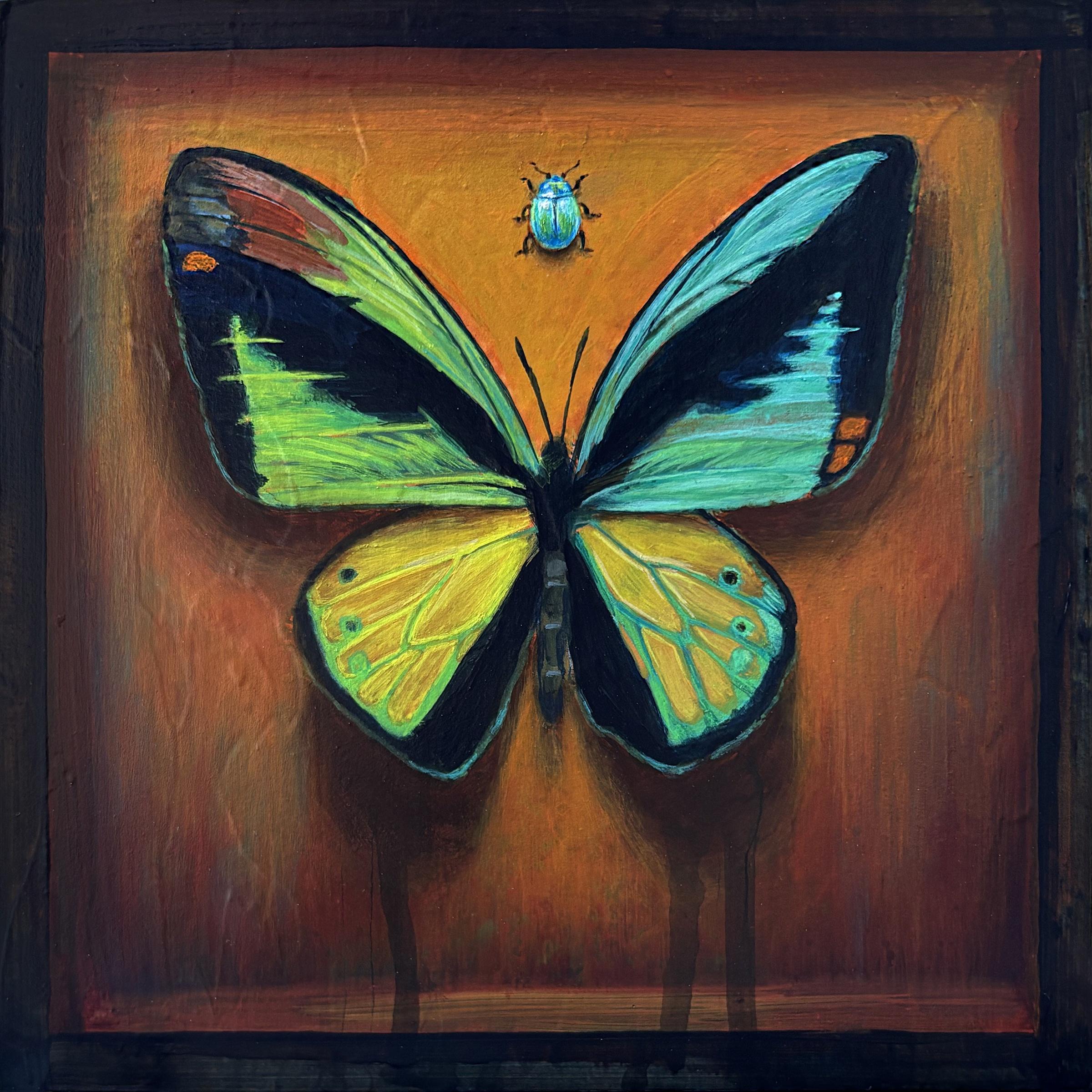 "Mariposa híbrida 66" (2025), Retrato animal abstracto, Pintura acrílica
