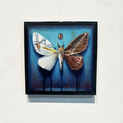 "Hybrid Moth" (2025), Abstracted Animal Portrait, Acrylic Painting on Wood