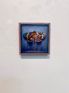 "Mini Hybrid 102" - Contemporary Moth Acrylic Painting on Wood, 2026