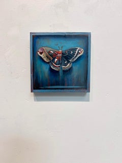 "Mini Hybrid 106" - Contemporary Moth Acrylic Painting on Wood, 2026