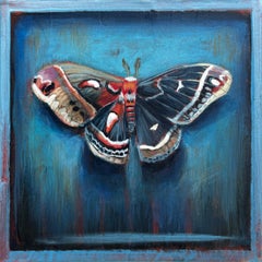 "Mini Hybrid 106" - Contemporary Moth Acrylic Painting on Wood, 2026