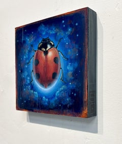 "Space Beetle 01" (2025), Pittura originale astratta figurativa in acrilico su Wood