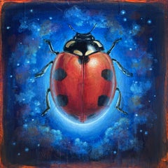 "Space Beetle 01" (2025), Pittura originale astratta figurativa in acrilico su Wood