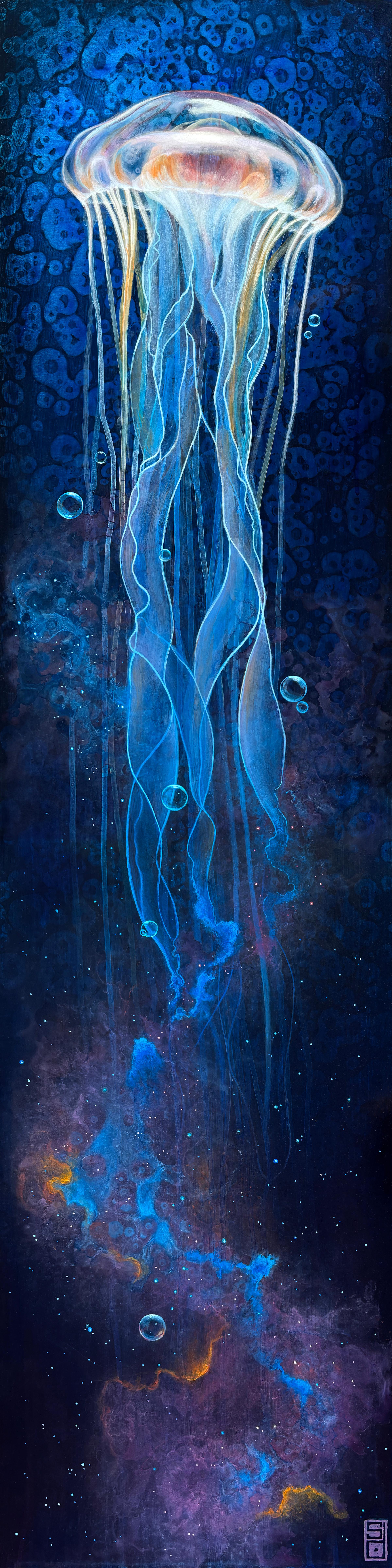 "Stellar Sea" - Abstraktes Tierportrait, Acrylmalerei auf Aluminium