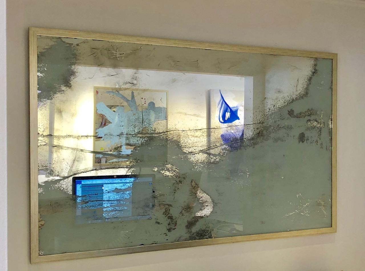Stacy Milburn Abstract Painting - 'Caught in the Current', Large Contemporary Mixed-Media Painting on Mirror