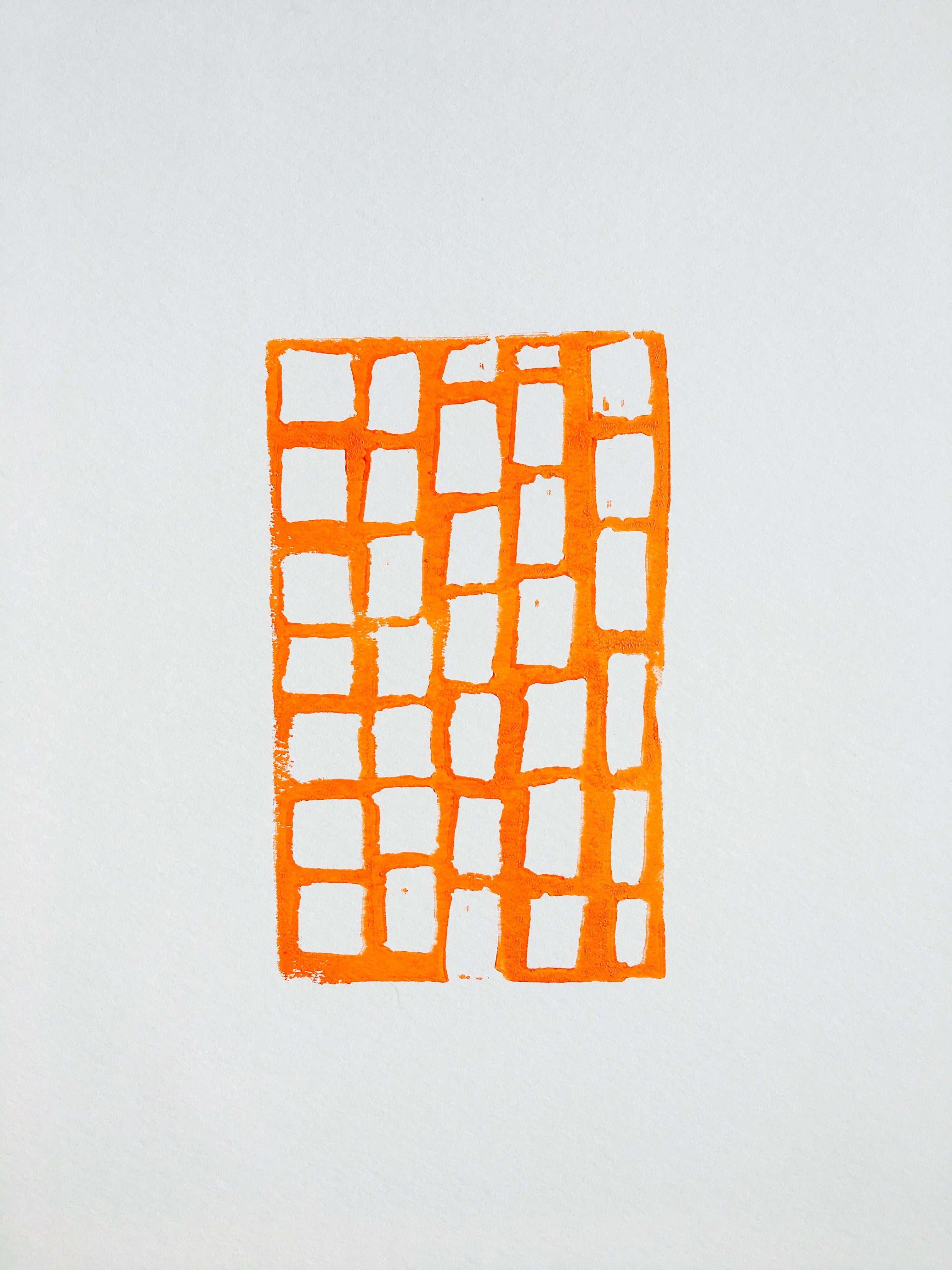 Ville, œuvre imprimée à la main, Linocut - Print de Stacy Rajab