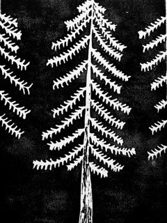 Sierra Nevada Big Trees, Hand Printed Work, Linocut