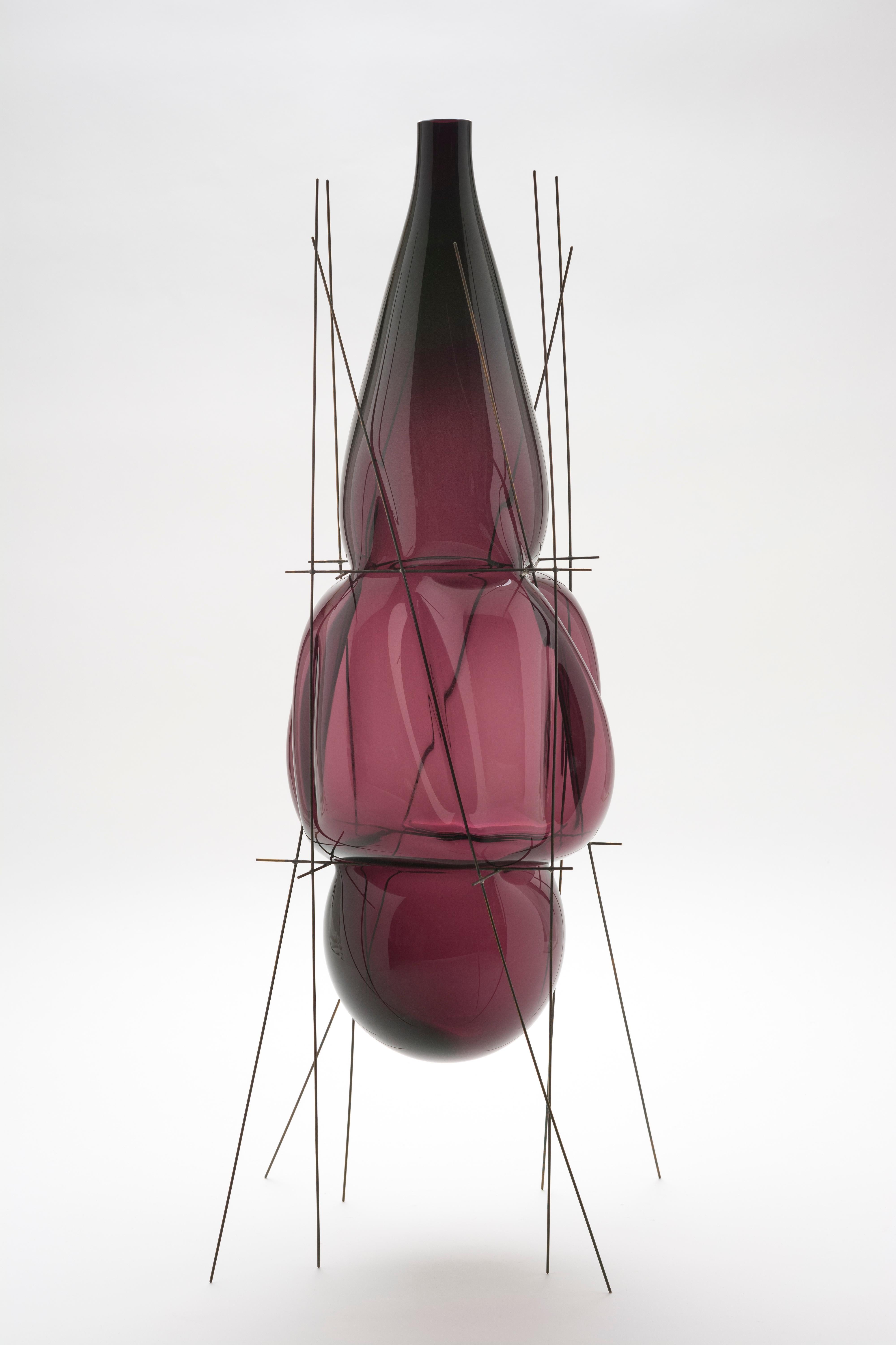 Staddle vase by Paolo Marcolongo
Dimensions: 24 x 24 x H 63 cm 
Materials: Murano glass and iron. 


Paolo Marcolongo was born in Padua in 1956, he attended the Art High School 