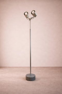 Stadium Floor Lamp by Hannes Wettstein, Gray Marble & Metal, 1990s