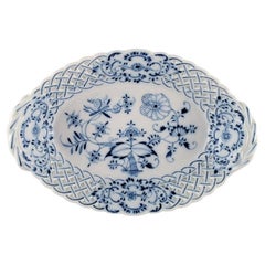 Stadt Meissen Blue Onion Pattern, Large Openwork Bowl, Mid-20th Century