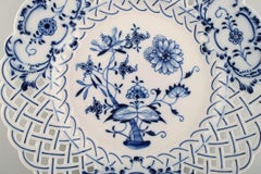 Stadt Meissen Blue Onion Pattern, Openwork Dinner Plate, Mid-20th Century