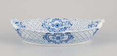 Stadt Meissen, Germany. Blue Onion pattern open lace bowl in porcelain.