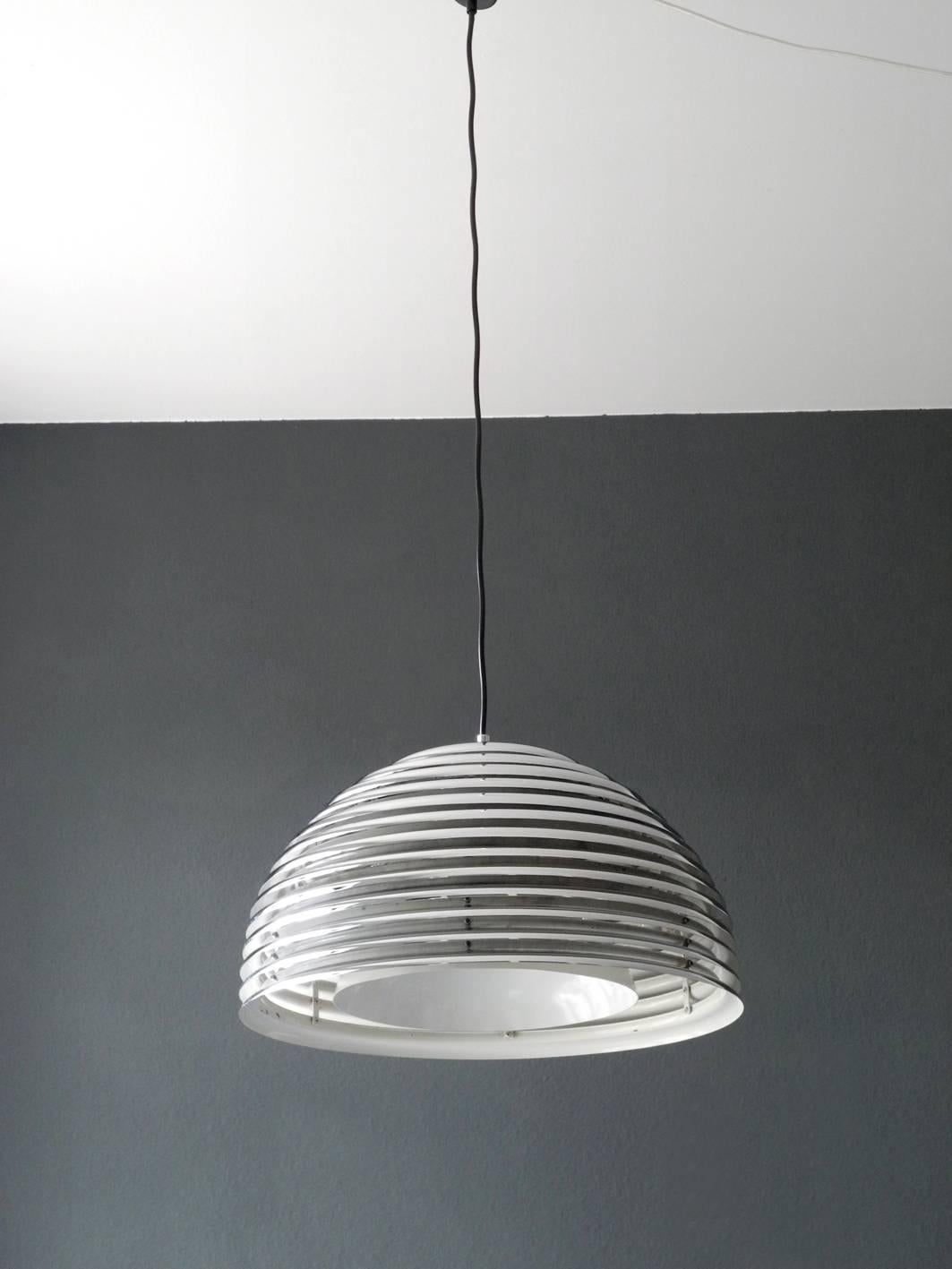 German Staff 1970s Saturno Chrome Metal Pendant Lamp by Kazuo Motozawa