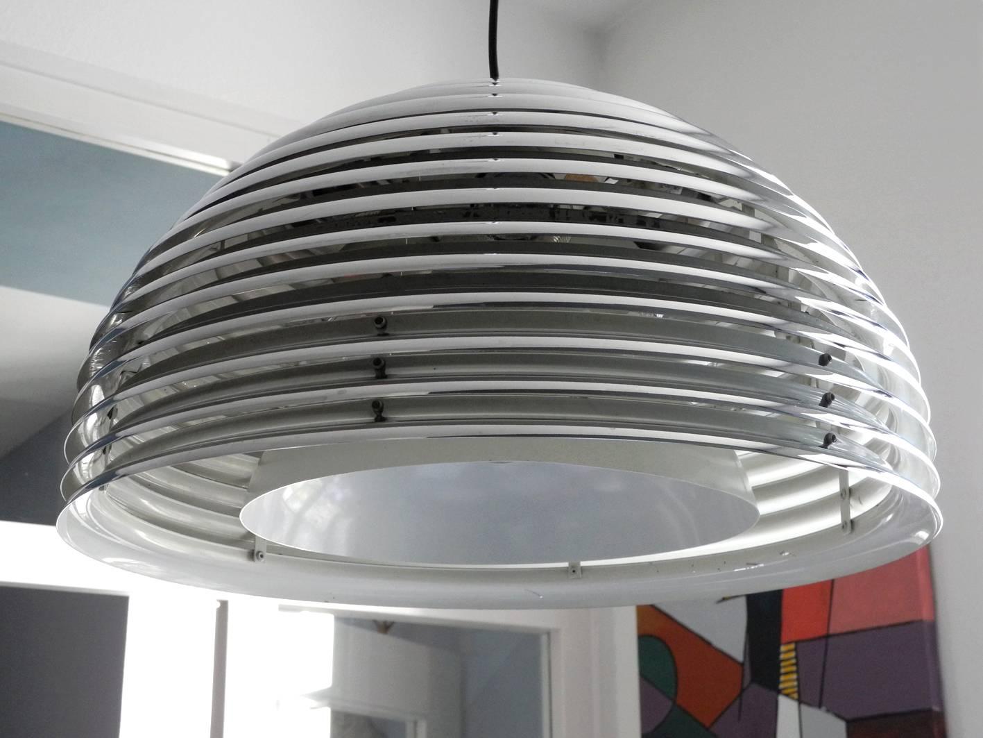 Staff 1970s Saturno Chrome Metal Pendant Lamp by Kazuo Motozawa 3