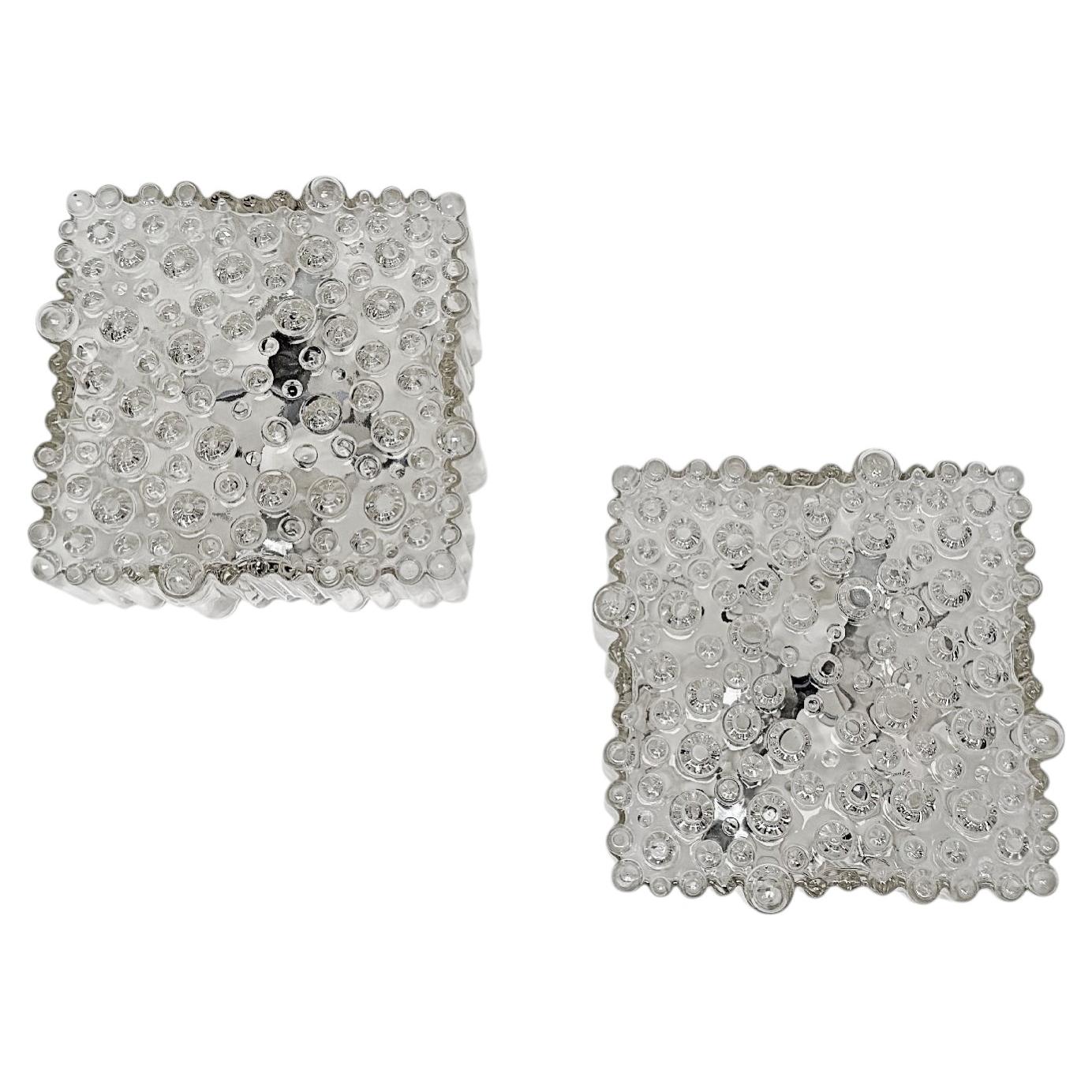 STAFF Leuchten Clear Bubble Glass Sconce Flush Mount Lights, 1970s, Germany For Sale