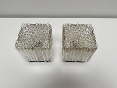 Lampadaire à encastrer en verre bullé cube clair de Staff Leuchten, années 1970, Allemagne