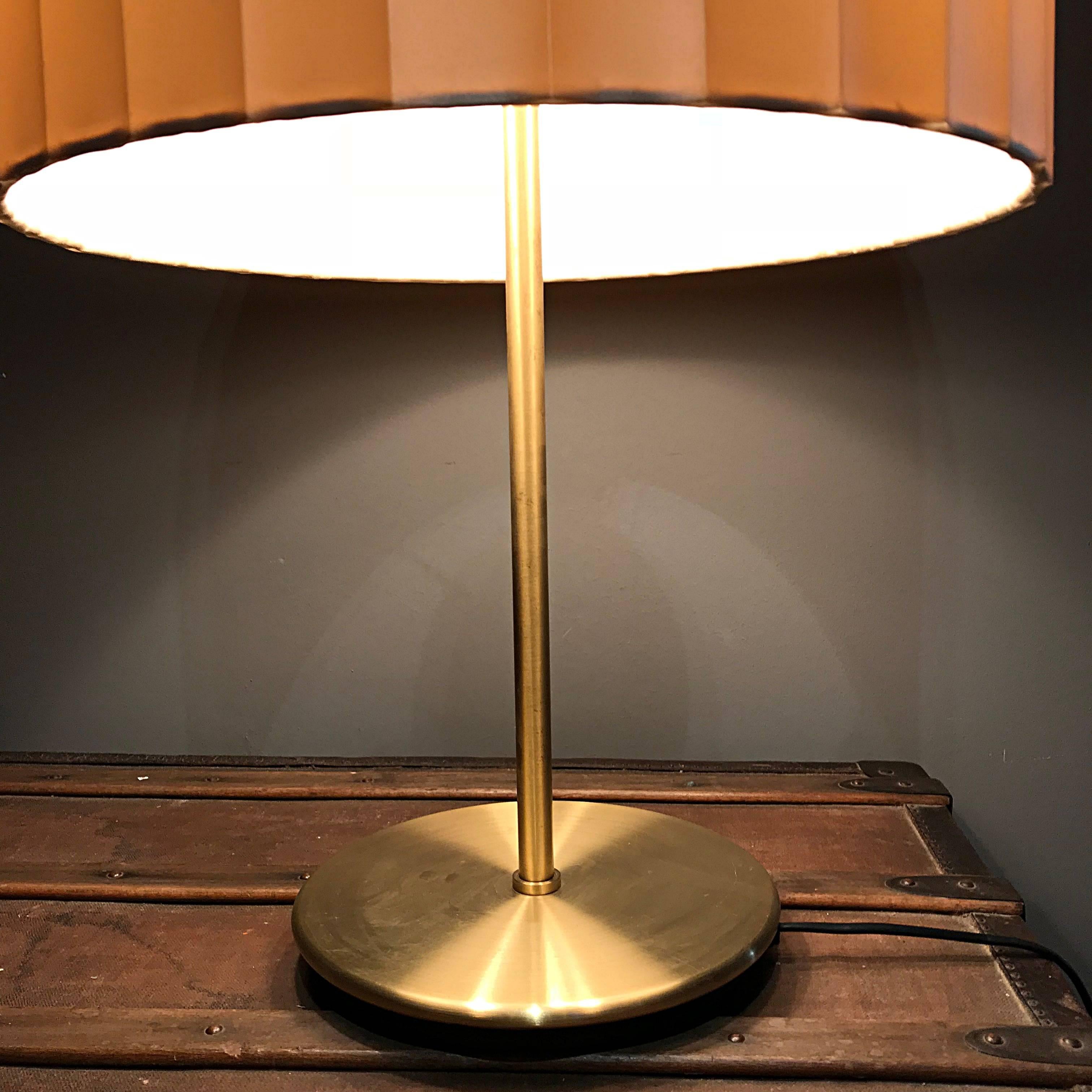 Late 20th Century Staff Leuchten, Huge Brass Table Lamp, Folded Shade, Germany, 1970s