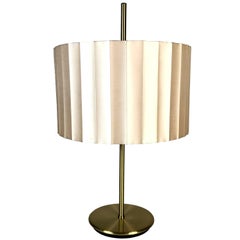 Staff Leuchten, Huge Brass Table Lamp, Folded Shade, Germany, 1970s