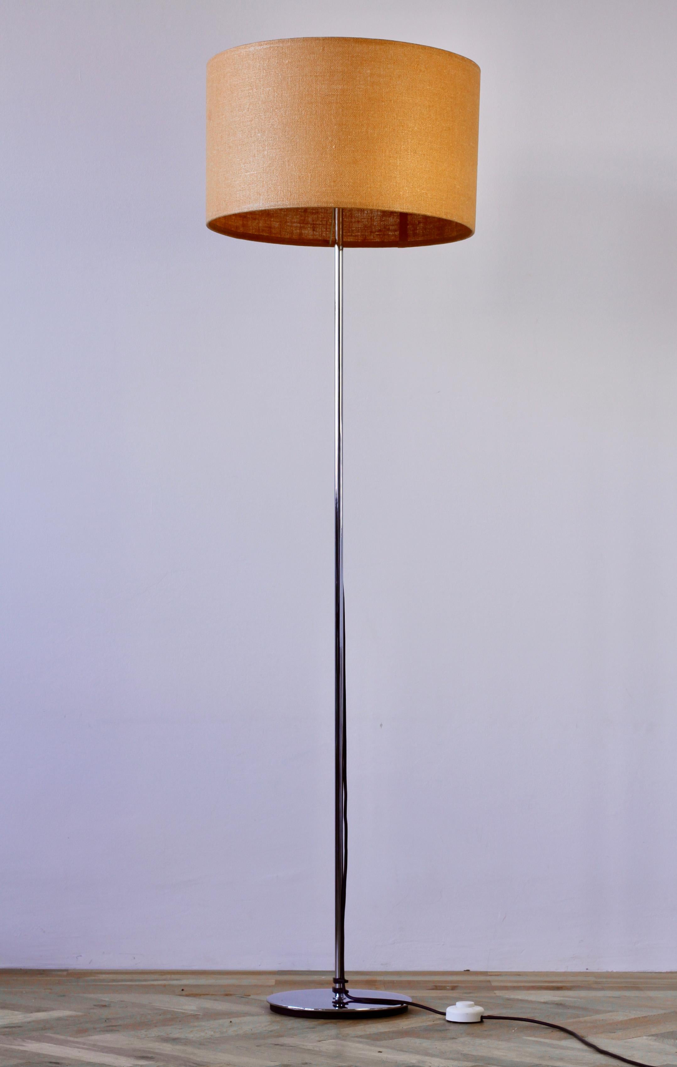 Plated Staff Leuchten Mid-Century Vintage German Chrome Height Adjustable Floor Lamp For Sale