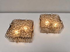 STAFF Leuchten Applique lumineuse en verre bullé fumé, 1970, Allemagne