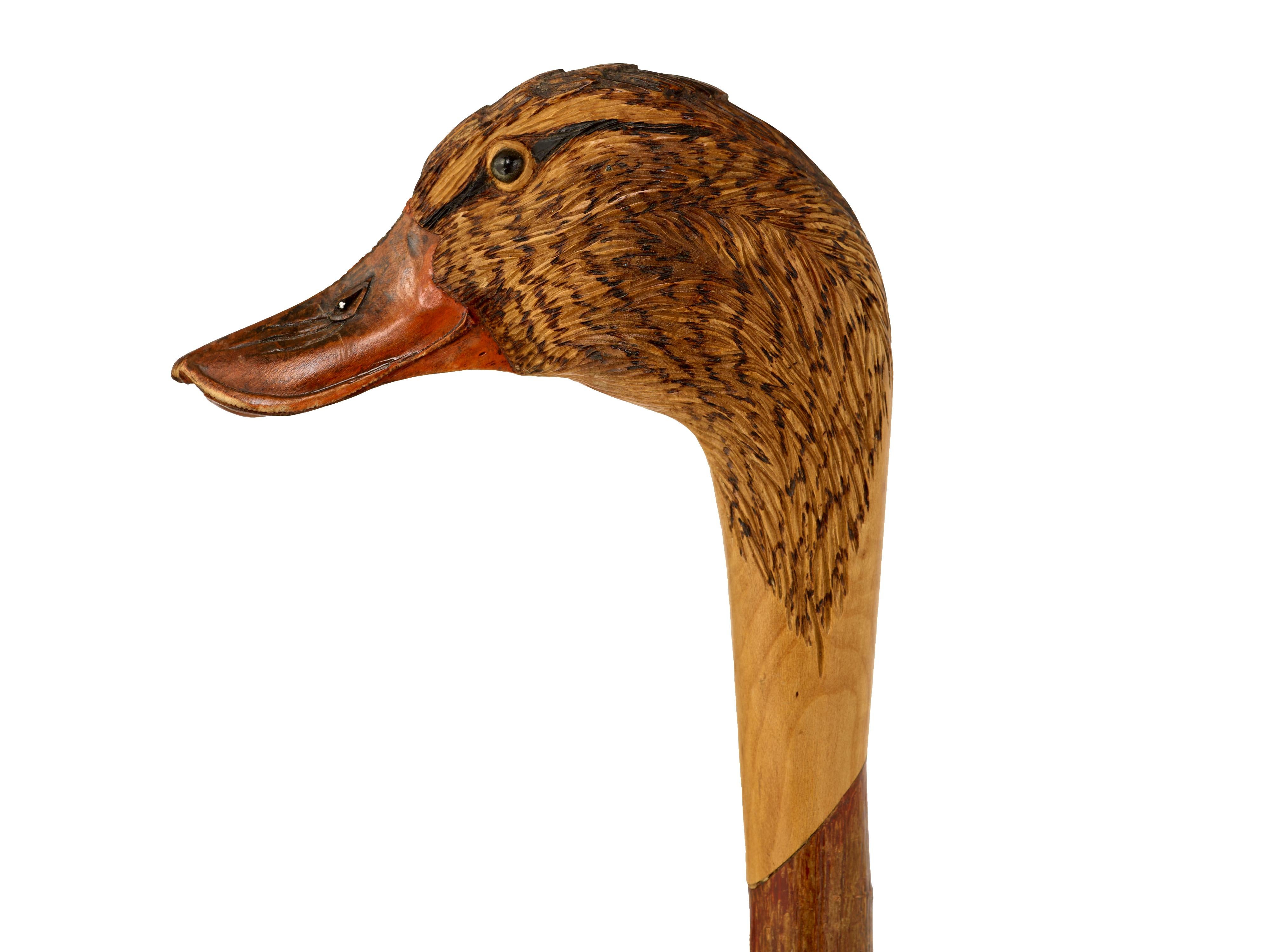 Early 20th Century Staff with duck head carving For Sale