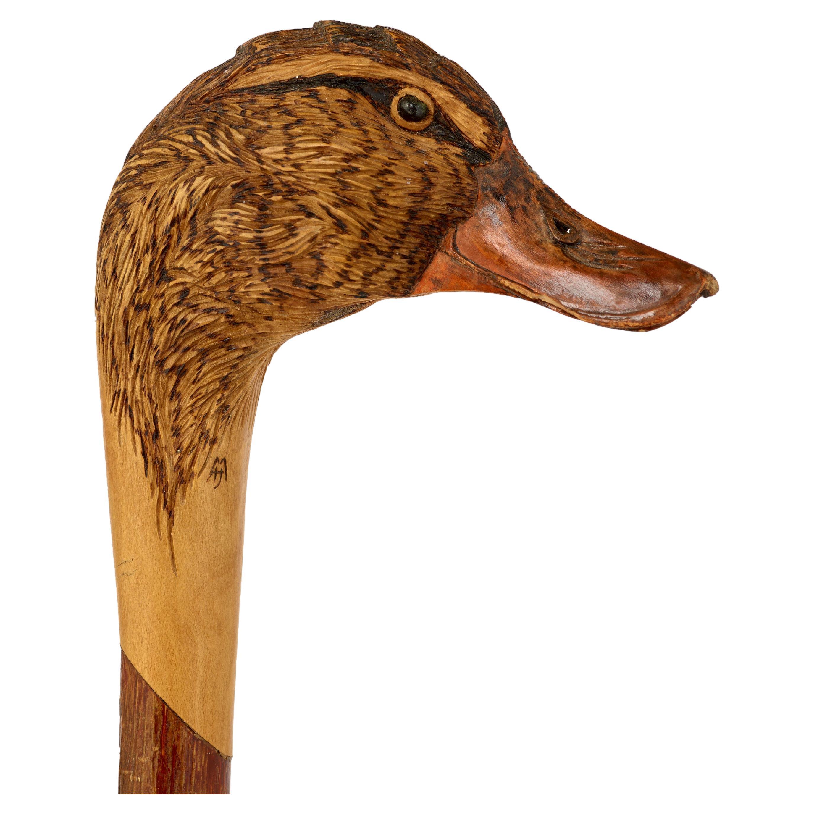 Staff with duck head carving For Sale