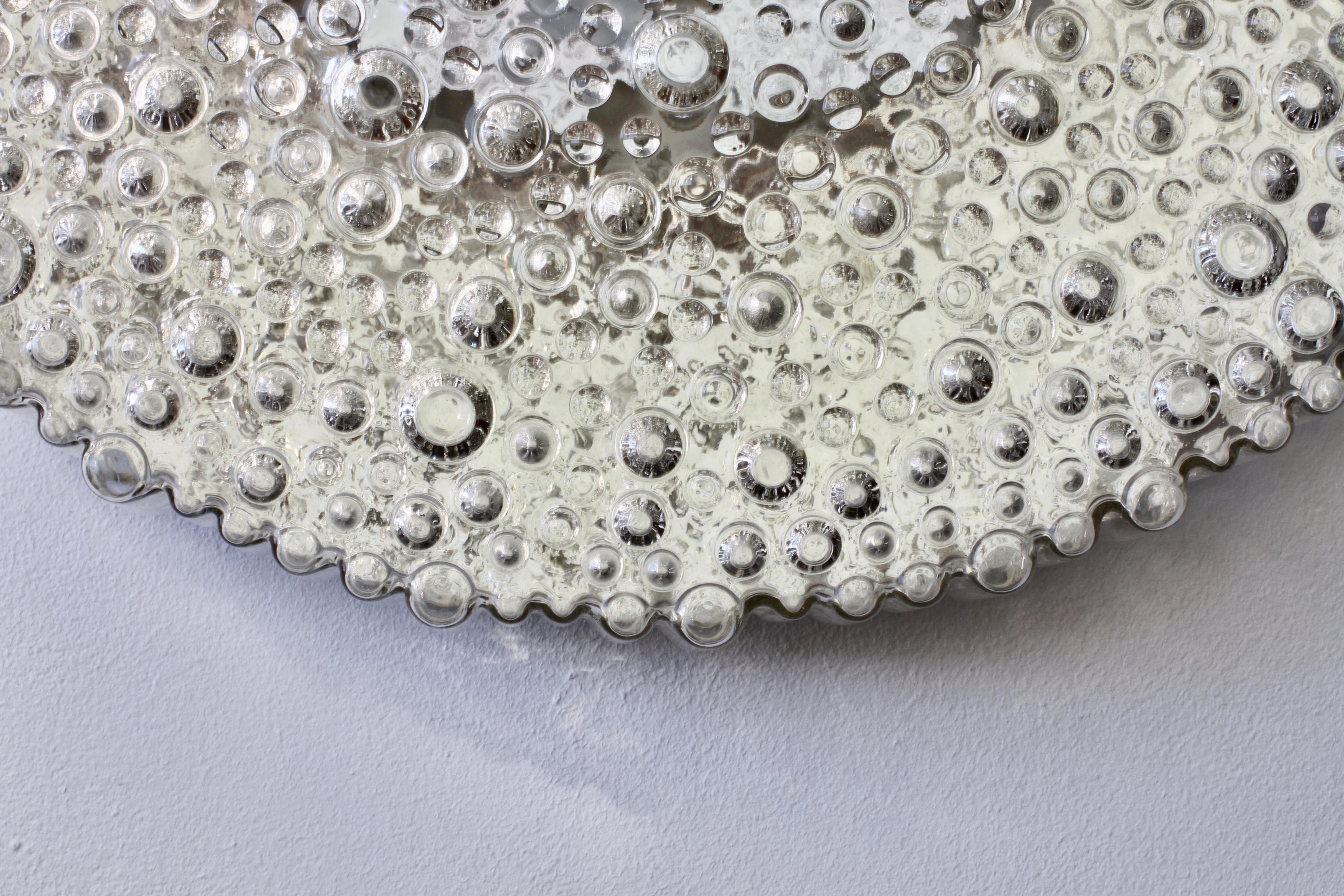 Staff XL Large Organic Textured Clear Ice Crystal Glass Flush Mount, 1970s For Sale 8