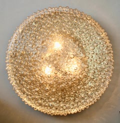Staff XL Large Organic Textured Clear Ice Crystal Glass Flush Mount, 1970s