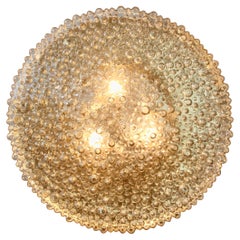 Staff XL Large Organic Textured Clear Ice Crystal Glass Flush Mount, anni '70