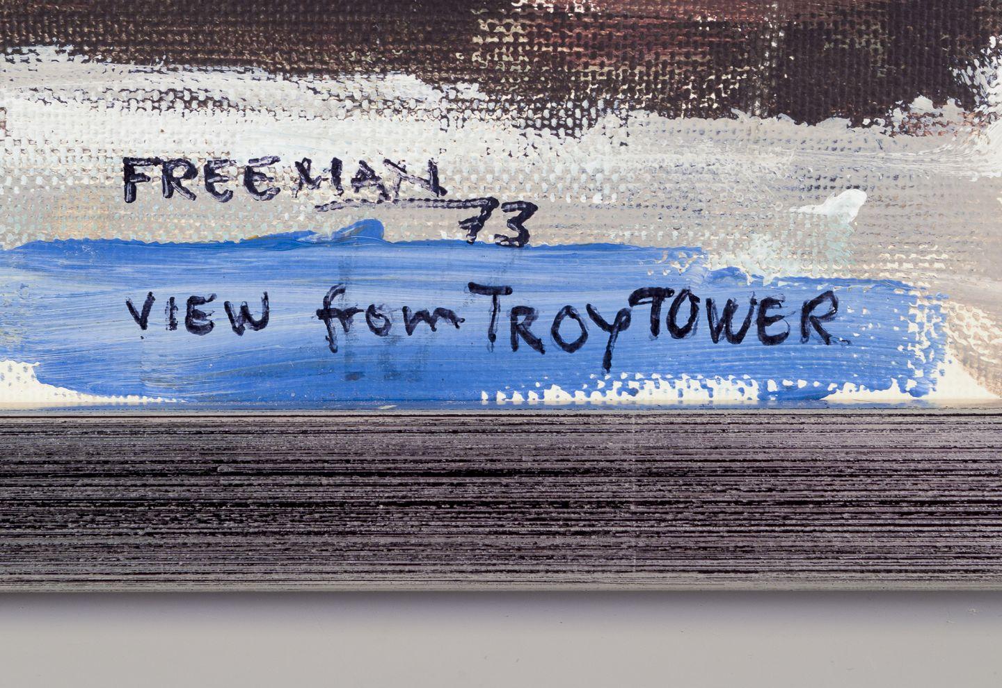 Other Staffan Freeman. Oil on board. ‘View from Troy Tower’ Urban cityscape. For Sale