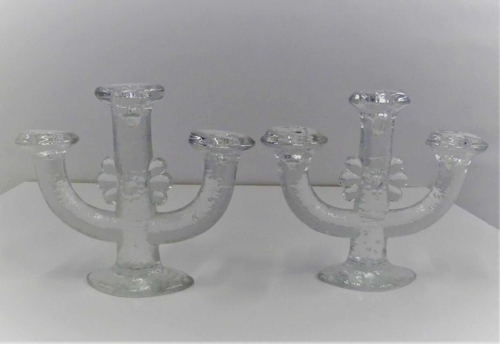 Late 20th Century Staffan Gellerstedt for Pukeberg Swedish Modern Group 4 Glass Candleholders