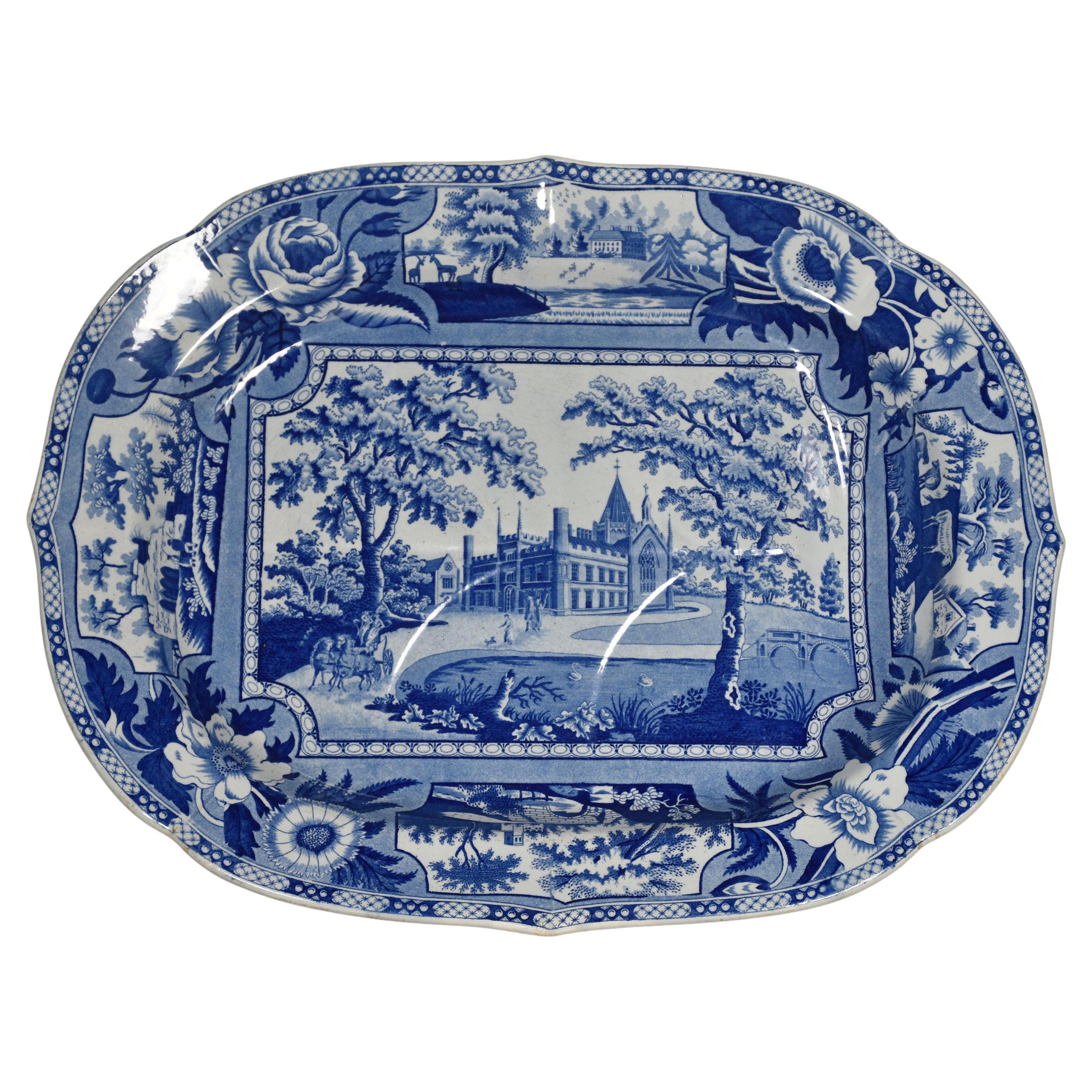 Assiette bleue et blanche du Staffordshire du 19ème siècle en vente