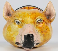 Staffordshire Antique Pearlware Pottery Fox Head Stirrup Cup