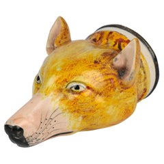 Staffordshire Antique Pearlware Pottery Fox Head Stirrup Cup