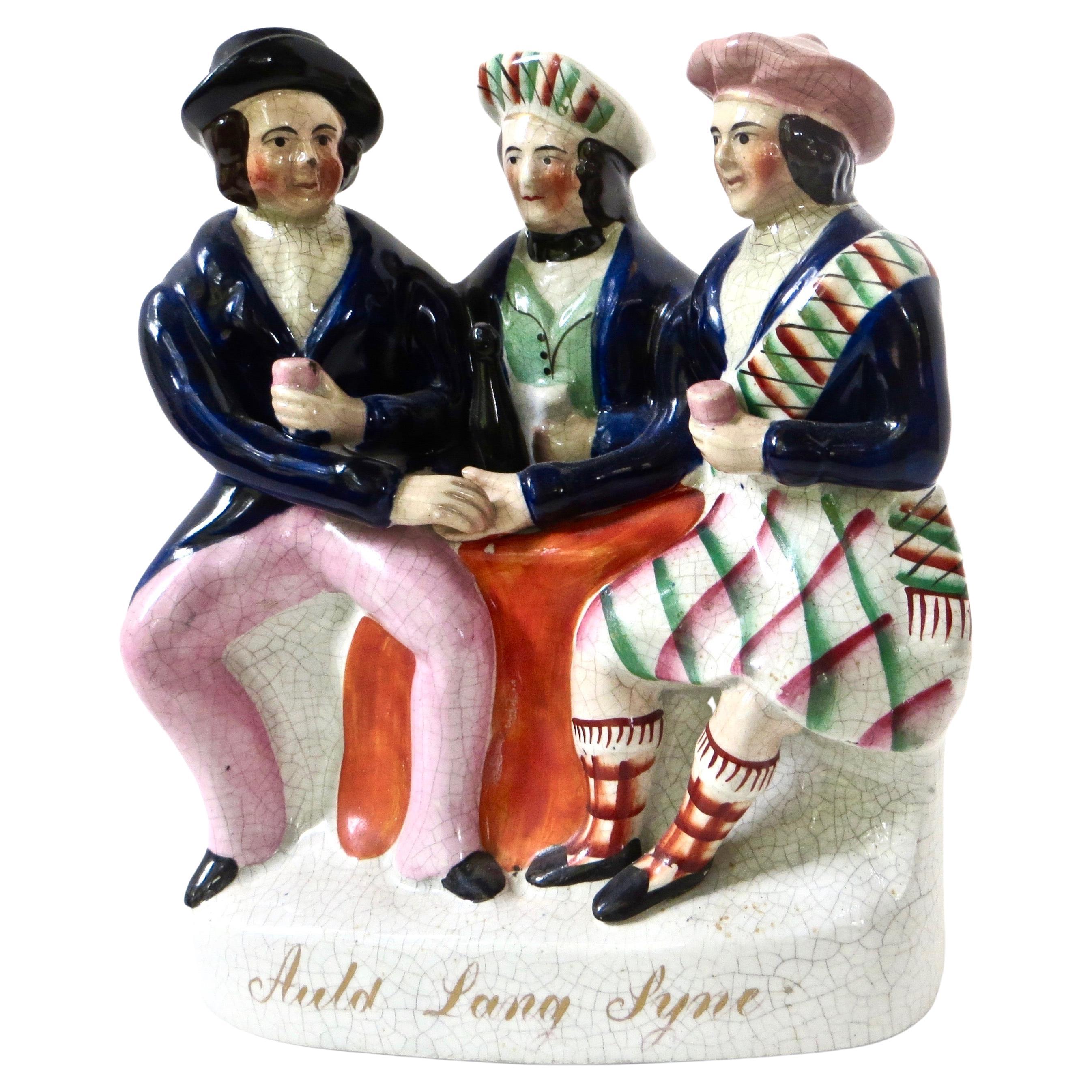 Staffordshire "Auld Lang Syne" '3' Figured Porcelain circa 1850. English For Sale