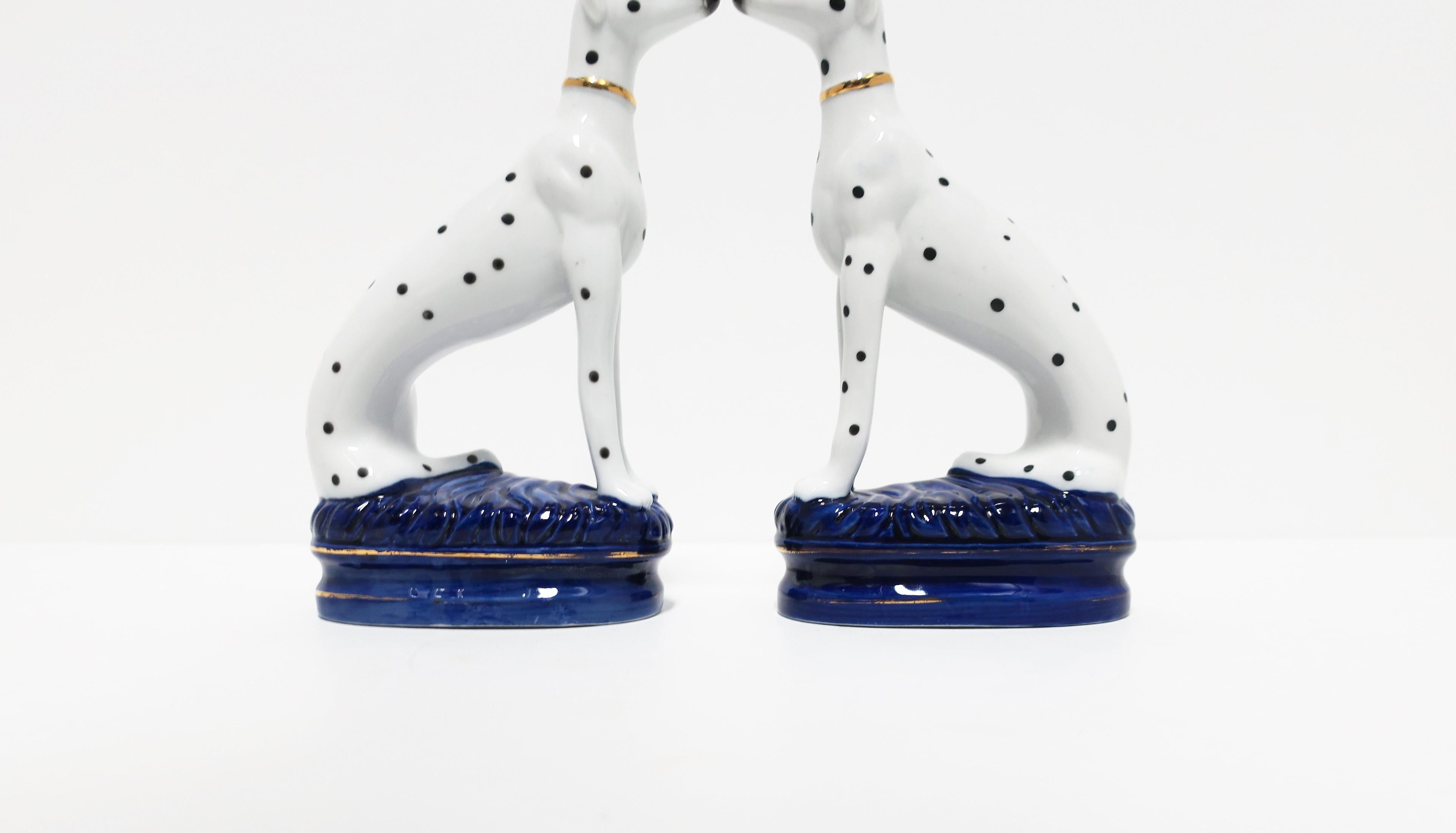 Staffordshire Black and White Greyhound Whippet Dalmatian Dogs Bookends, Pair 9