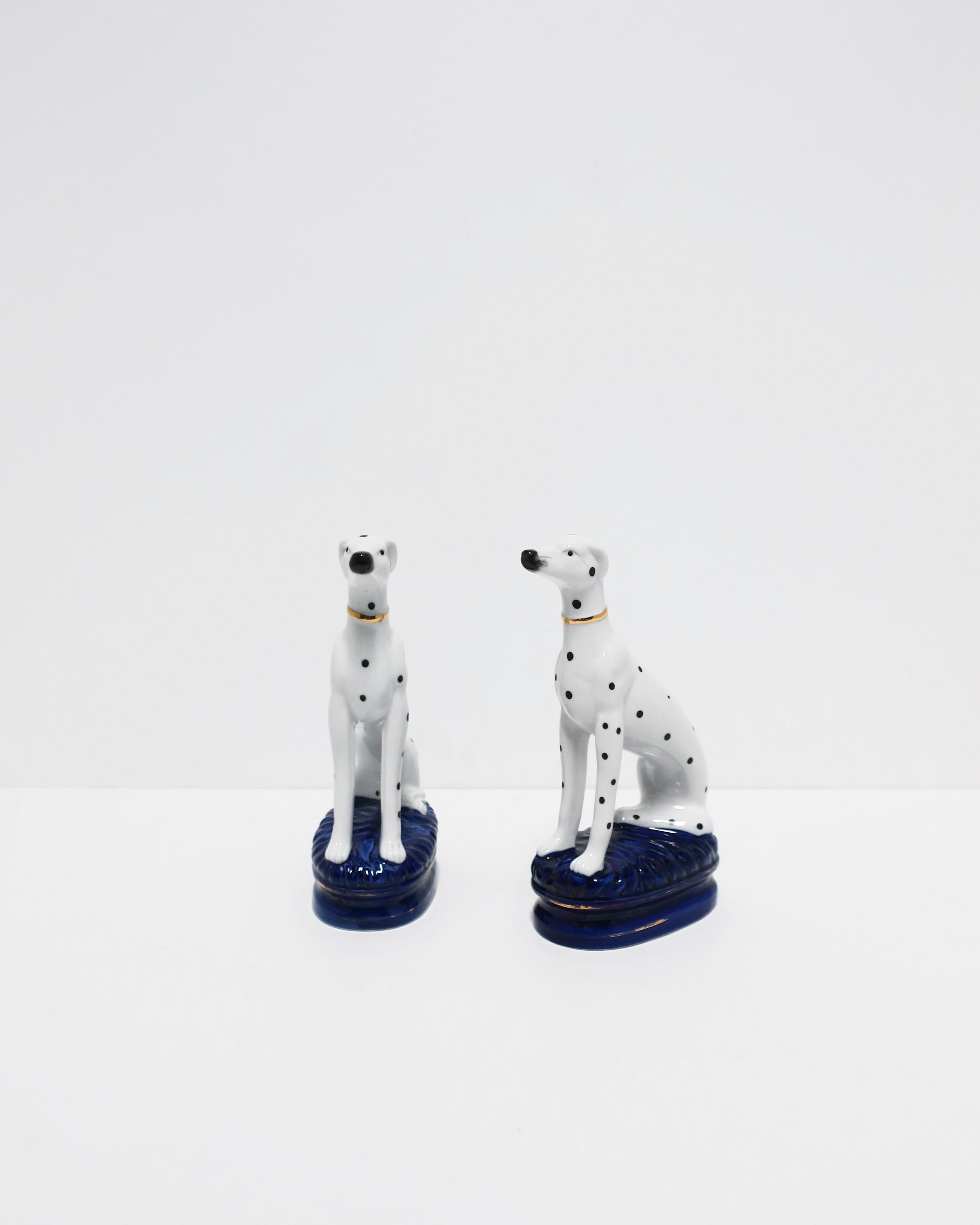 Glazed Staffordshire Black and White Greyhound Whippet Dalmatian Dogs Bookends, Pair