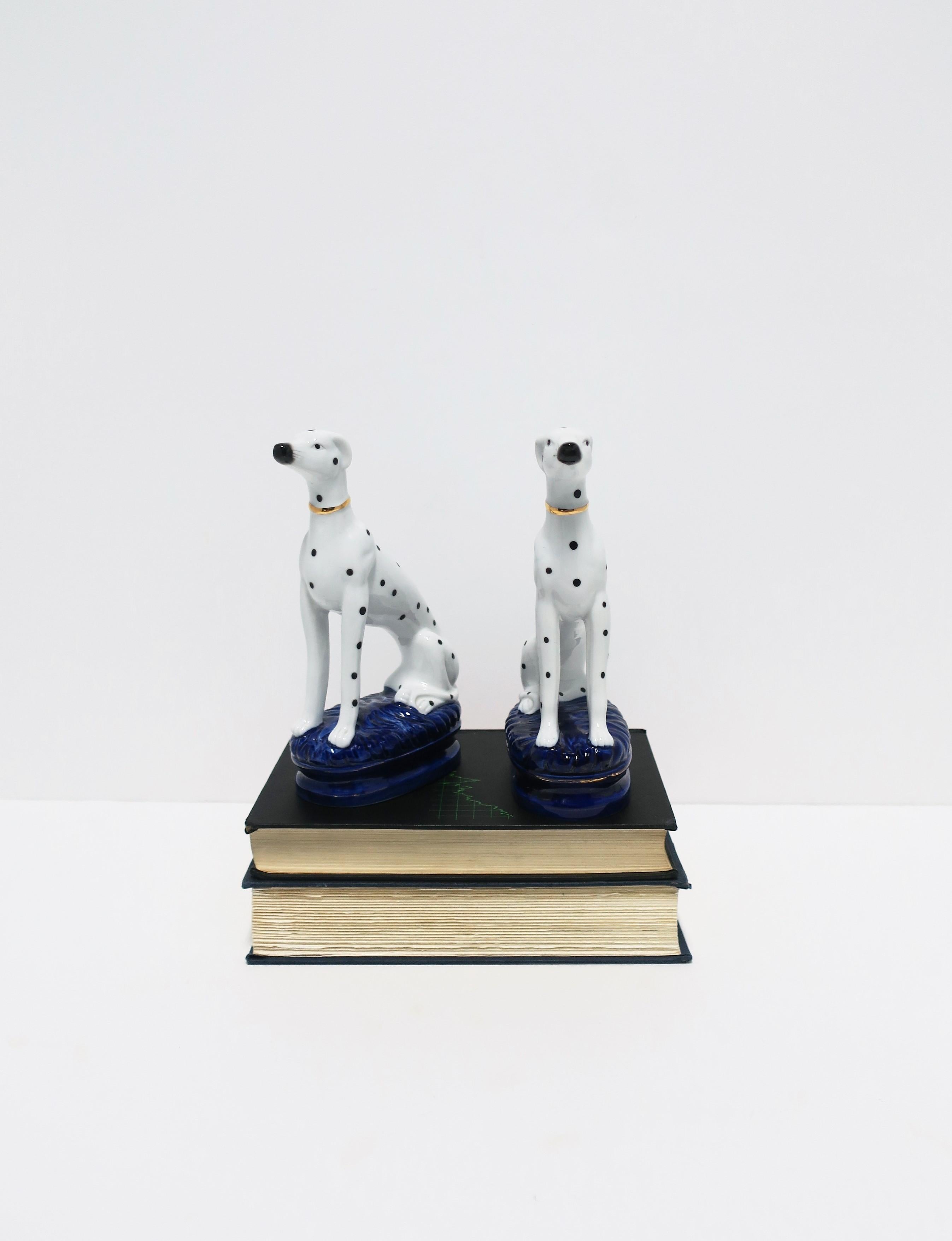 Staffordshire Black and White Greyhound Whippet Dalmatian Dogs Bookends, Pair In Good Condition In New York, NY