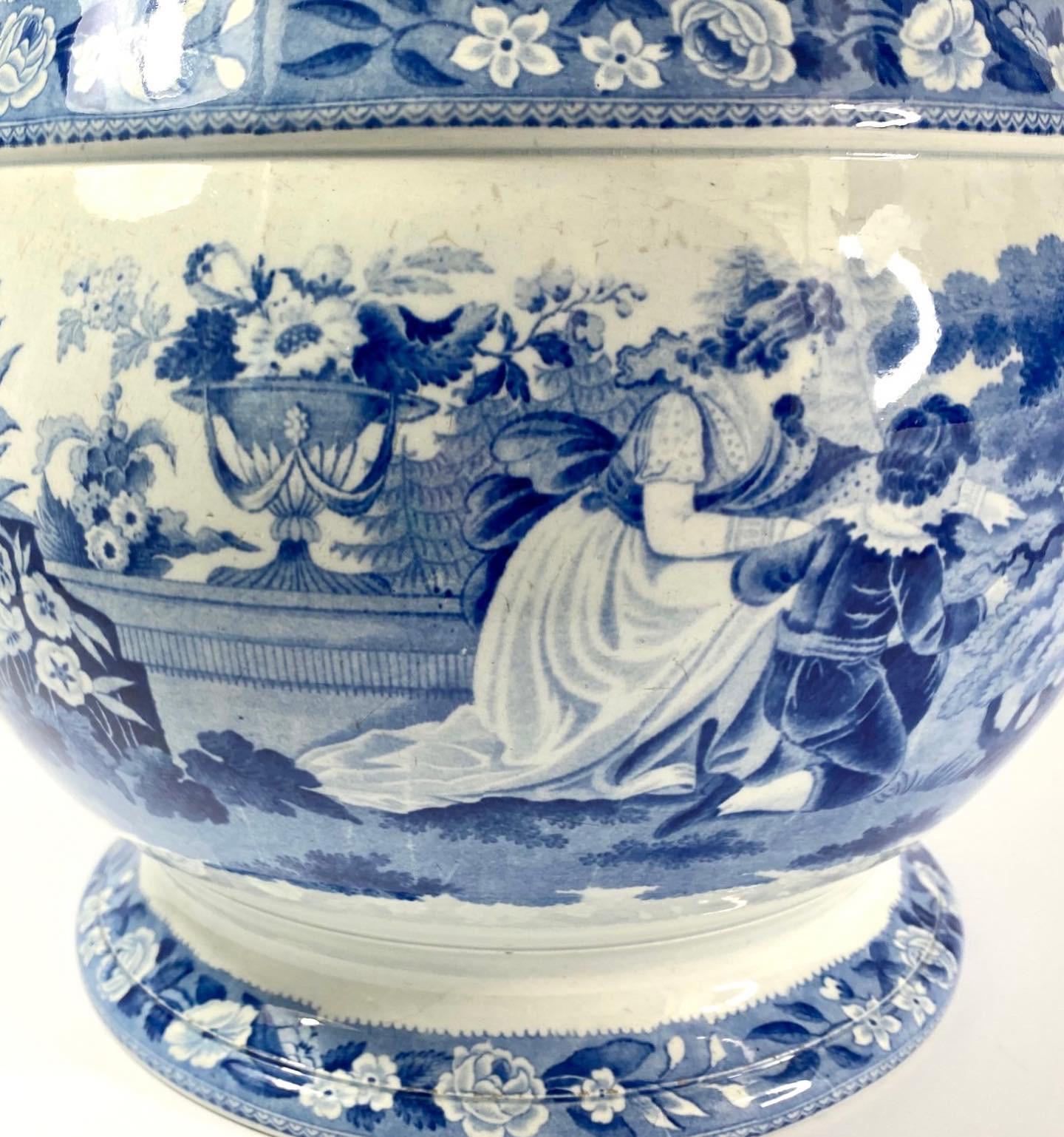 Georgian Staffordshire blue and white printed pail, c. 1830.