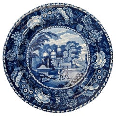 Antique Staffordshire Blue And White Transferware Plate