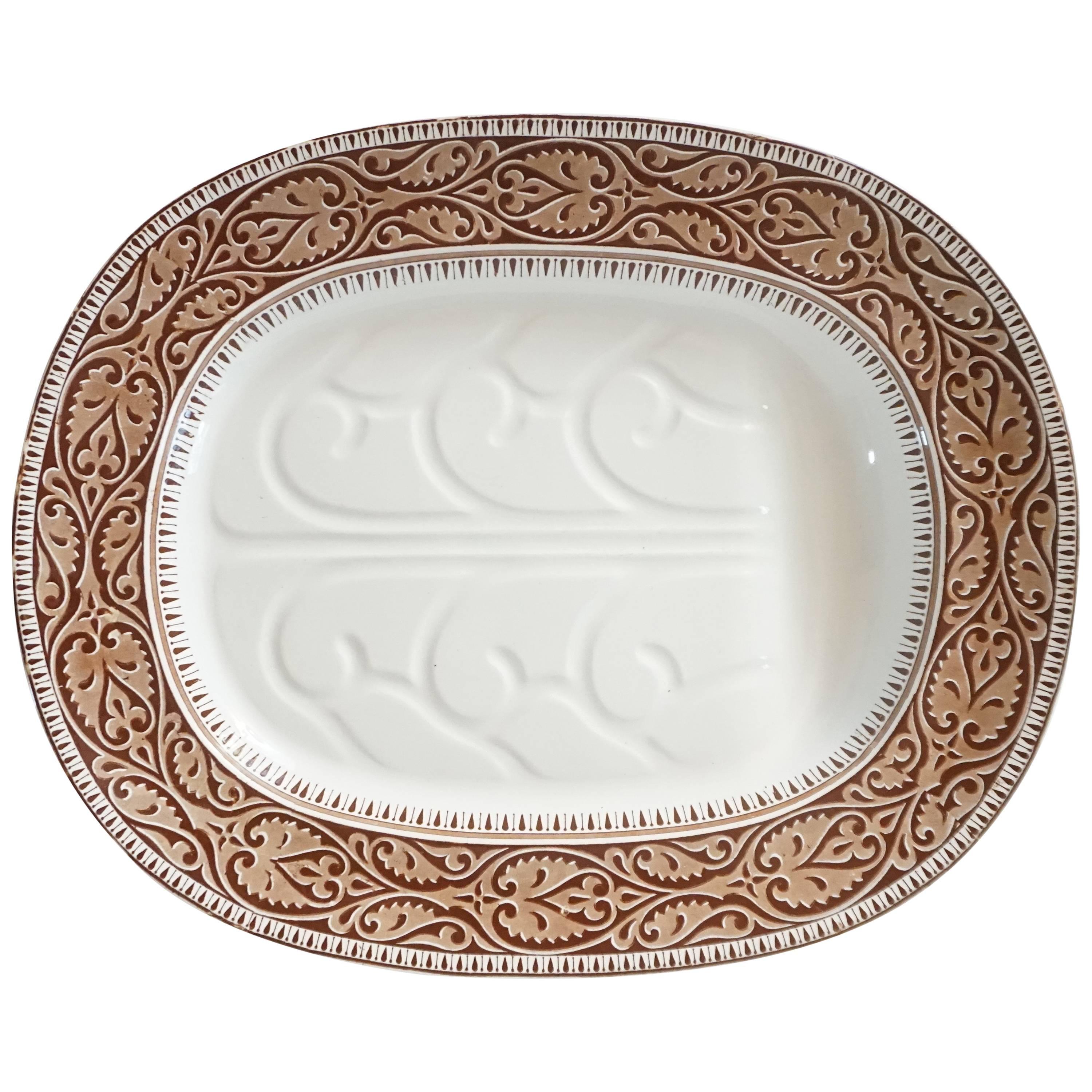 Staffordshire Brown Transferware Well-and-Tree Platter, England, 1859