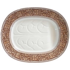 Antique Staffordshire Brown Transferware Well-and-Tree Platter, England, 1859